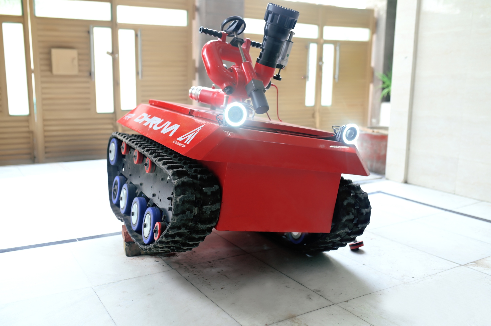 Dhruva Fire Fighting Robot on obstacles